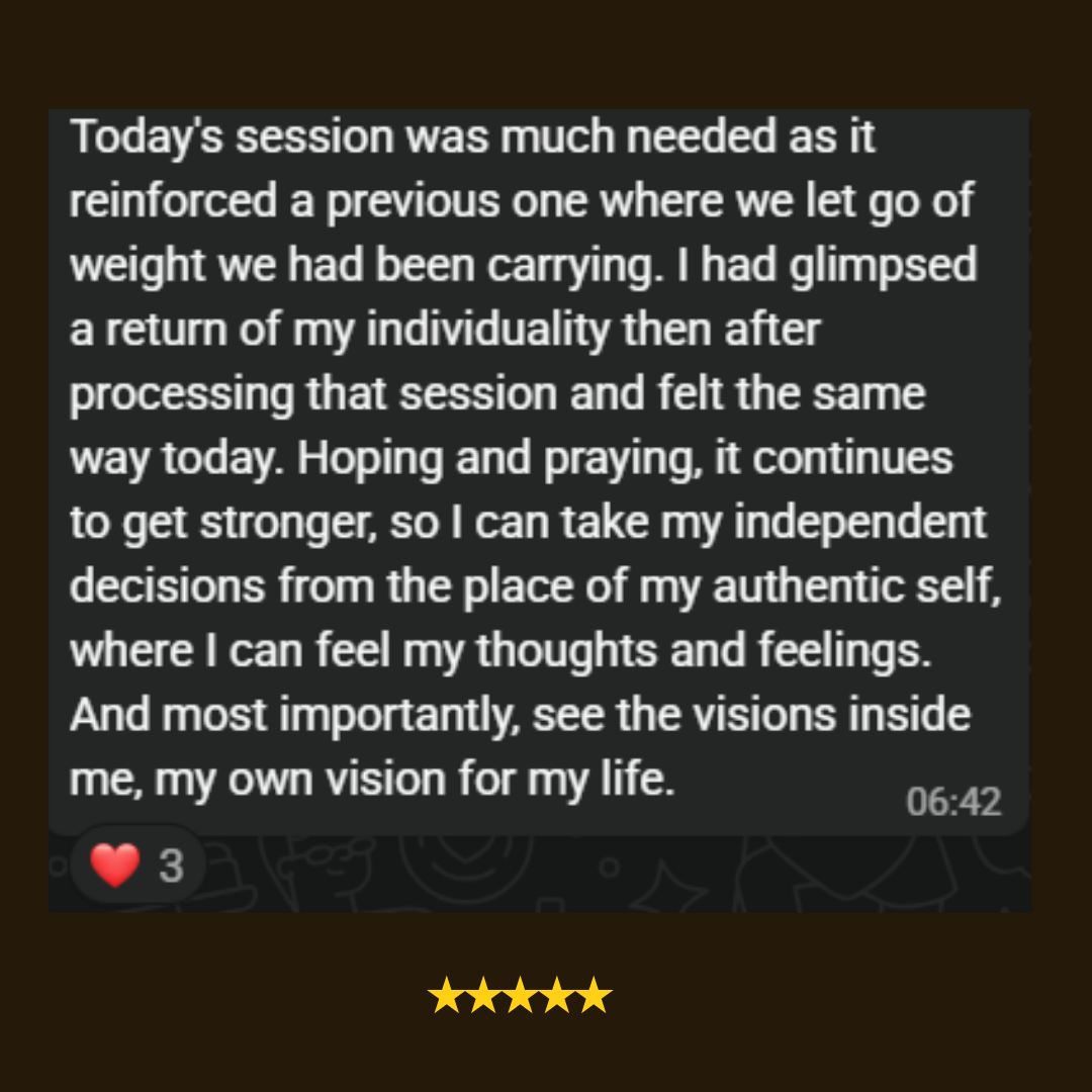 WhatsApp message from a woman after a live 5 AM session