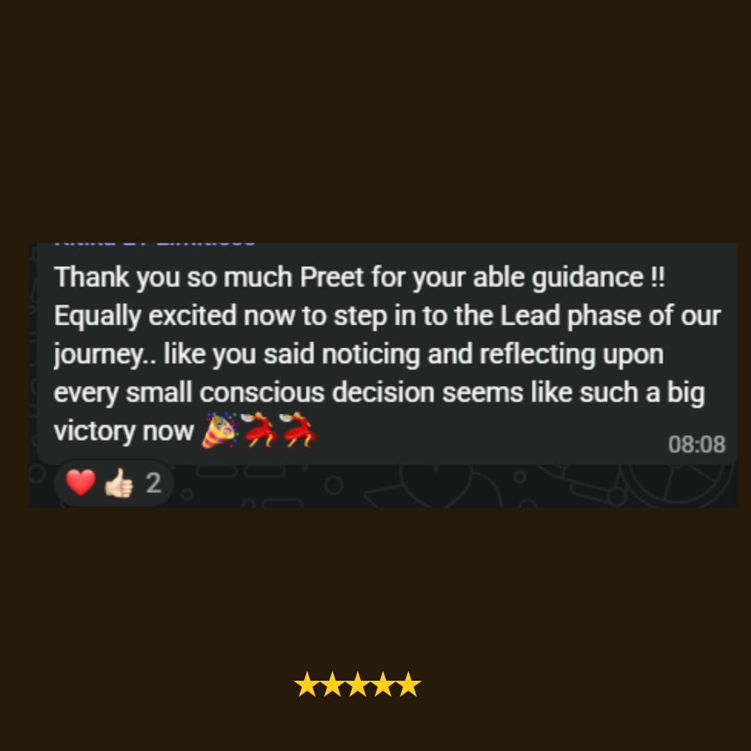 WhatsApp message from a woman after a live 5 AM session