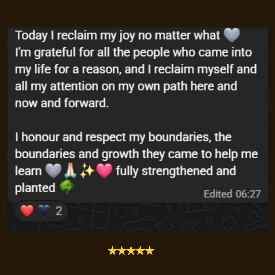 WhatsApp message from a woman after a live 5 AM session