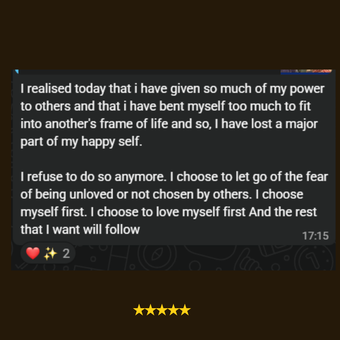 WhatsApp message from a woman after a live 5 AM session