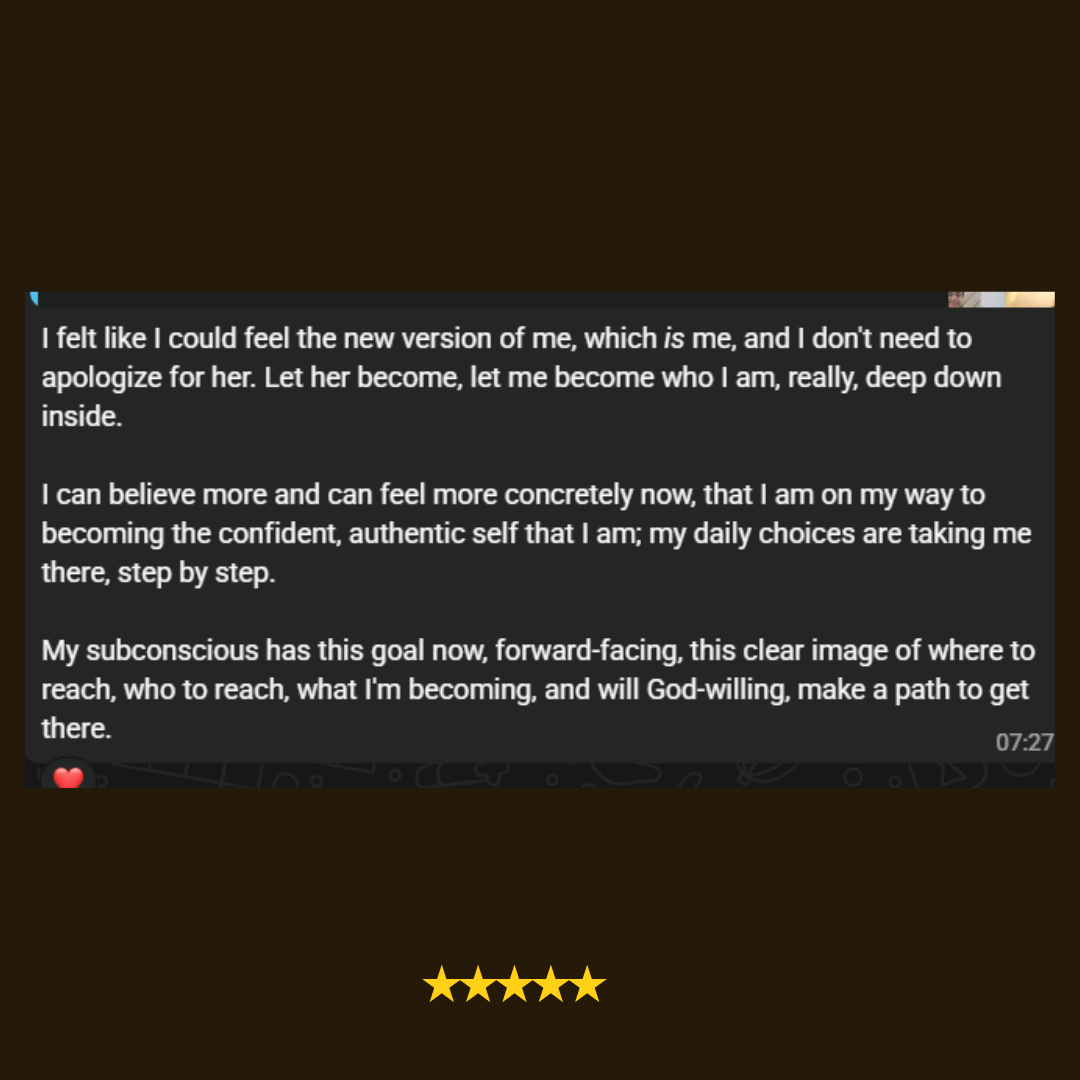 WhatsApp message from a woman after a live 5 AM session
