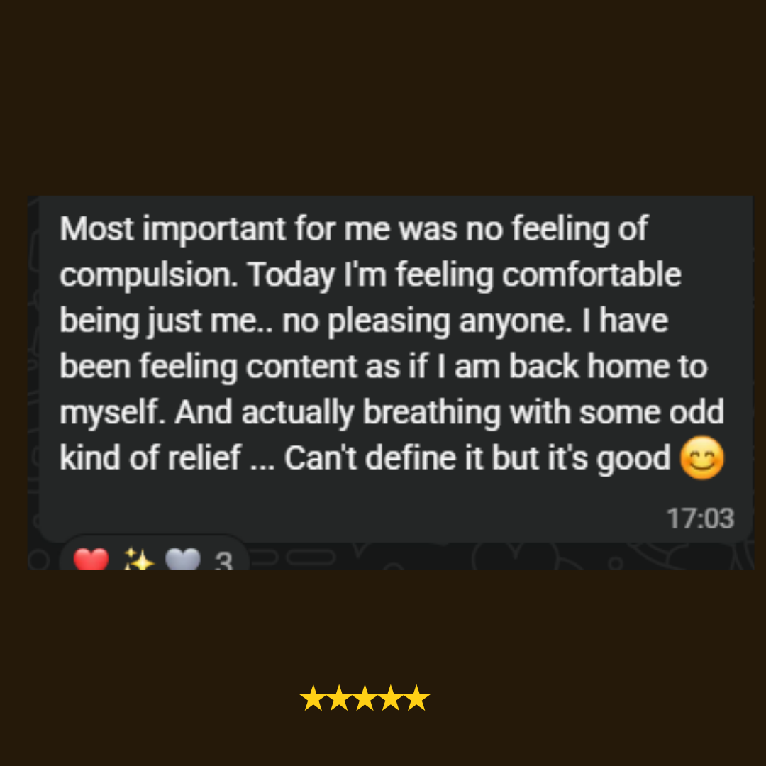WhatsApp message from a woman after a live 5 AM session