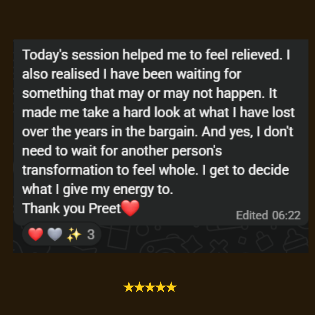 WhatsApp message from a woman after a live 5 AM session